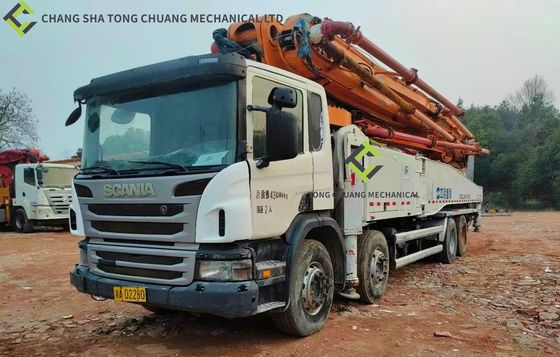 Camion 2014 della pompa per calcestruzzo della seconda mano del telaio delle industrie pesanti 56m Scania di Zoomlion